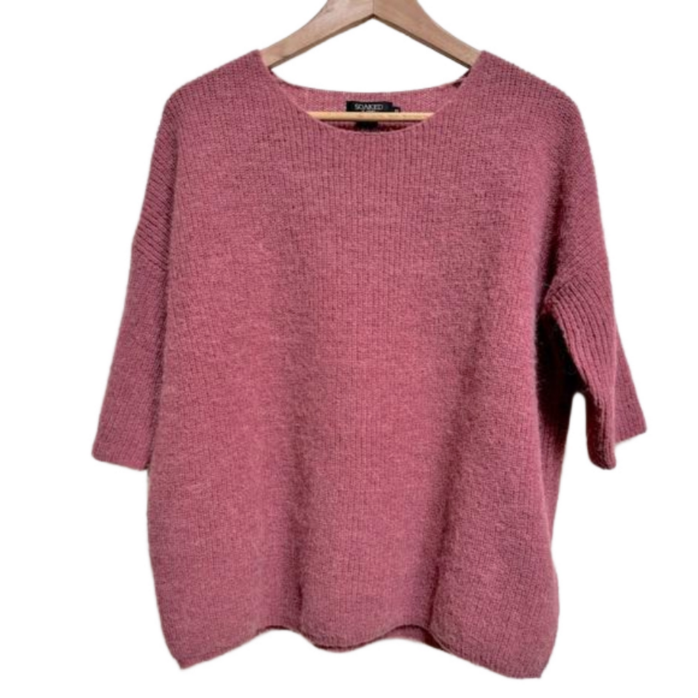 Soaked In Luxury Rose Pink Alpaca/Wool Blend Tuesday Oversized Jumper. Size XS